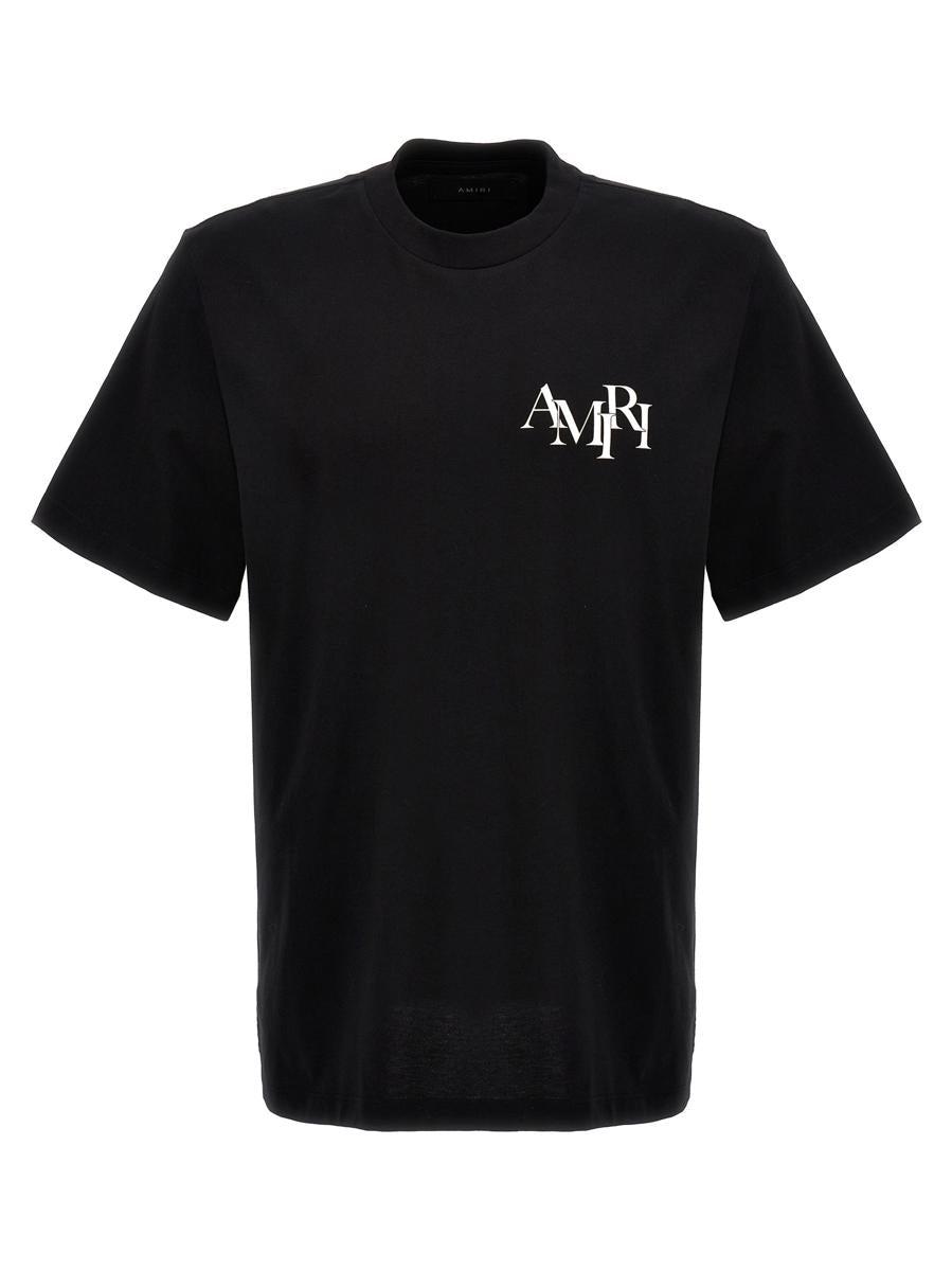 Amiri Staggered Logo Crewneck T-shirt in Black for Men