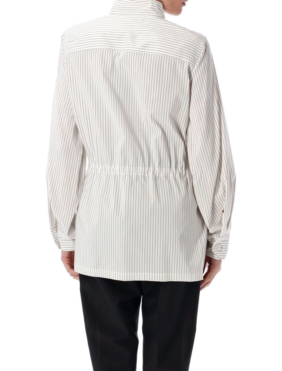 Fendi Striped Jacket in White | Lyst