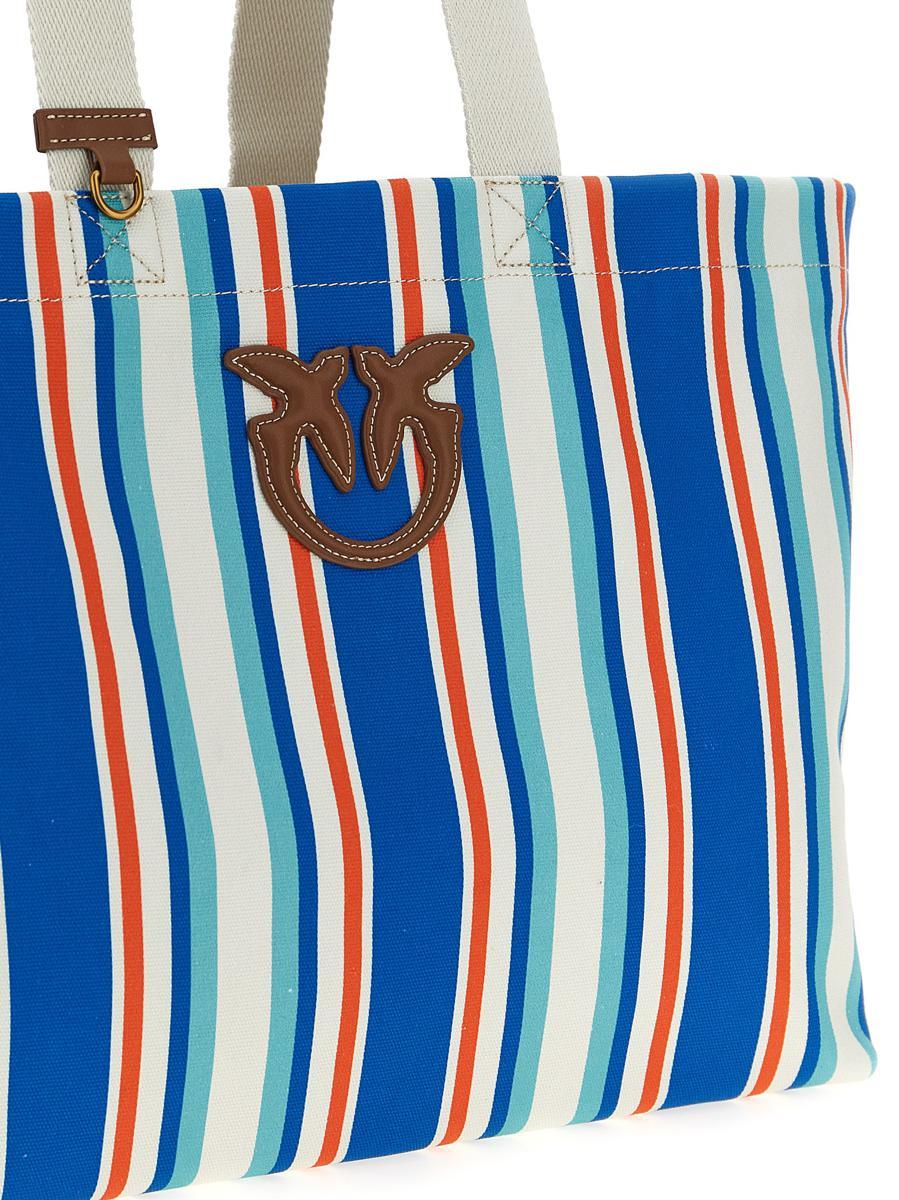 トートバッグ PINKO Maxi stripes shopping bag Multicolor Pinko Maxi Stripes Shopping Bag in Blue | Lyst
