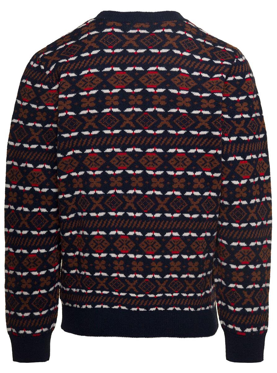 A.P.C. john Multicolor Crewneck Sweater With Intarsia Knit In Wool Man in Blue for Men Lyst UK
