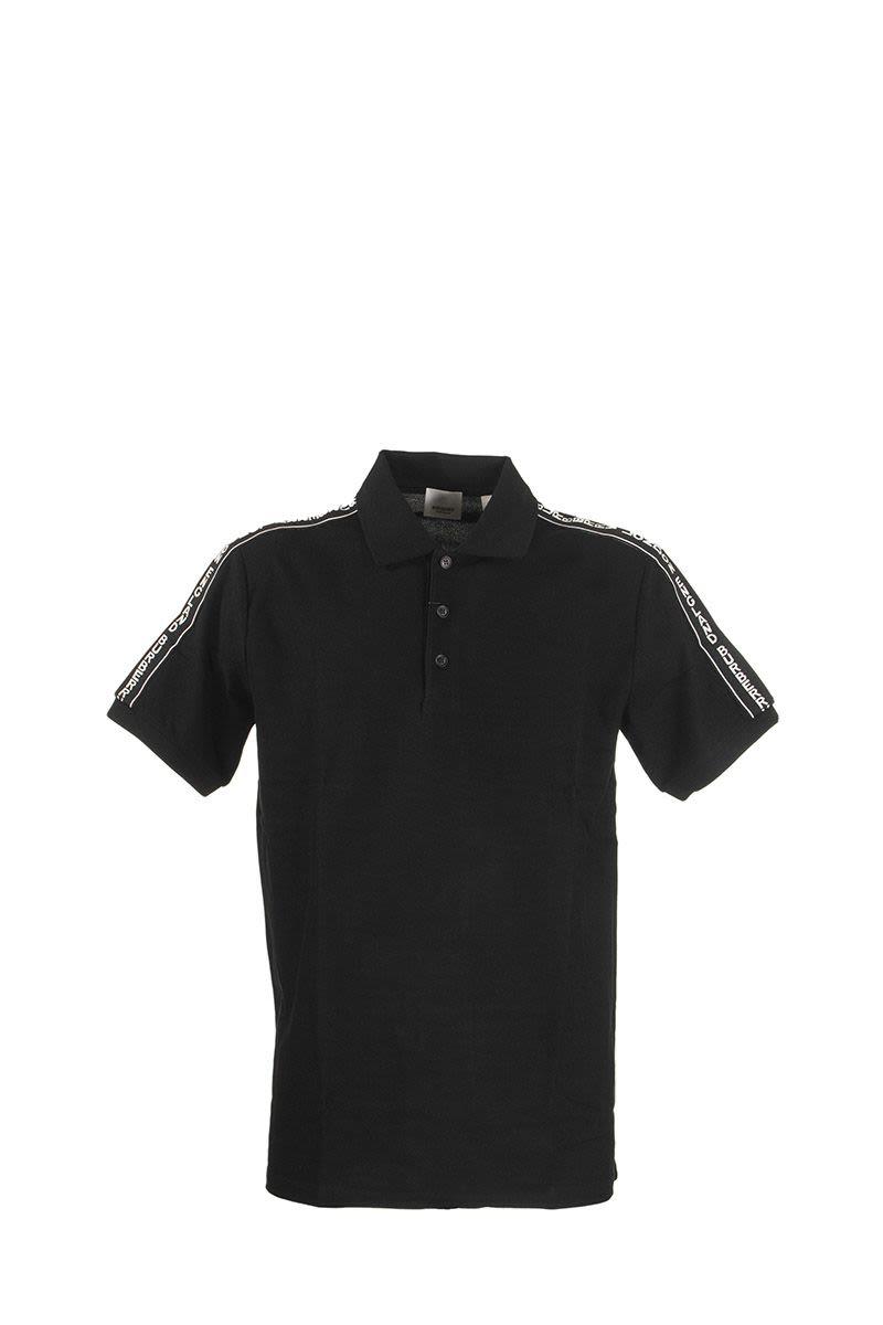 Burberry Logo Tape Cotton Pique' Polo Shirt Stonely Black for Men | Lyst