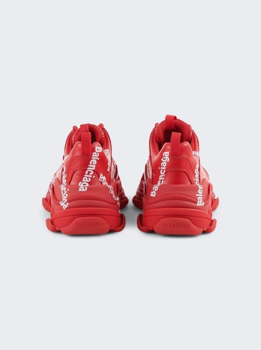 Balenciaga Triple S Logotype Sneaker in Red for Men | Lyst