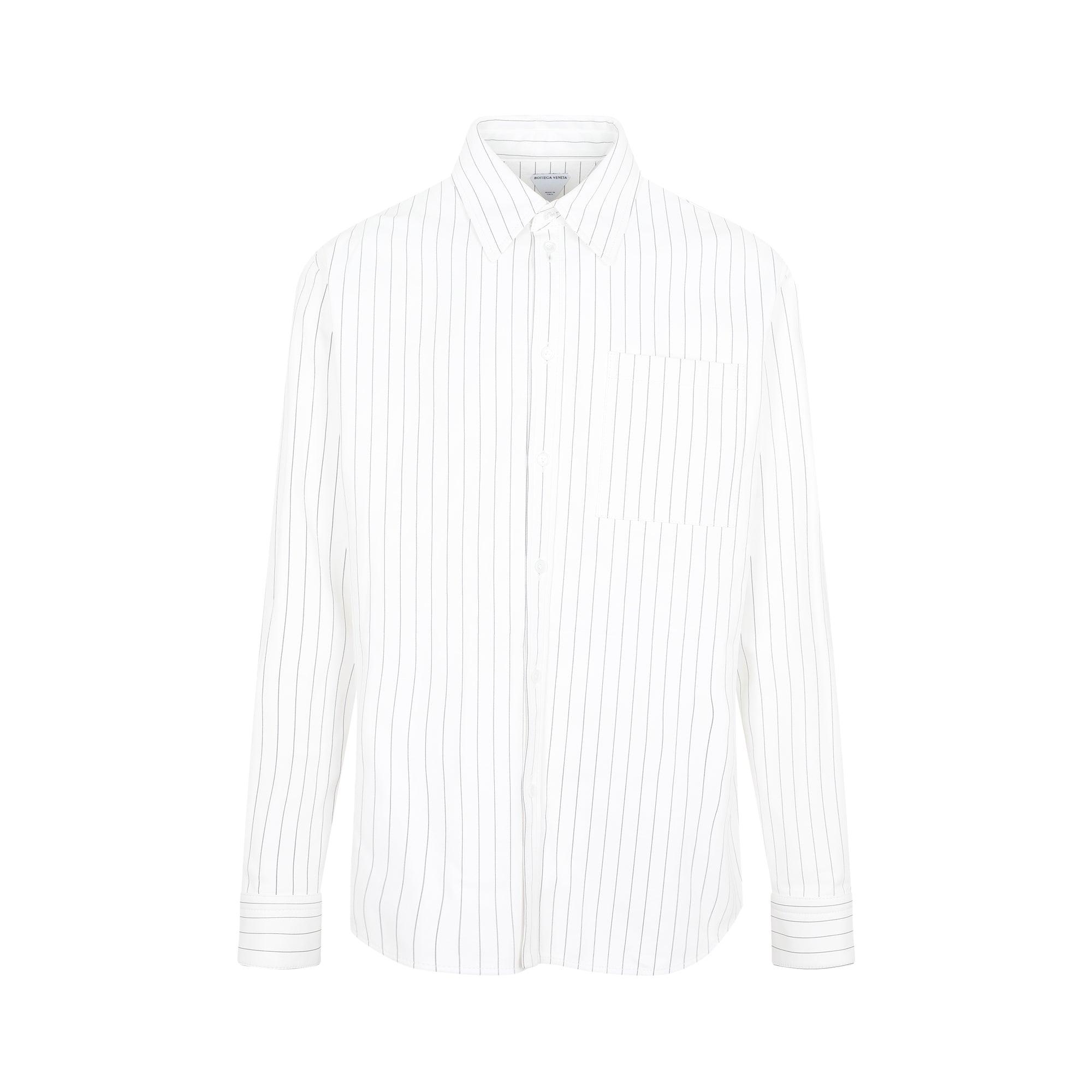 口コミ BOTTEGA VENETA メンズホワイトシルバープリントシャツ Y