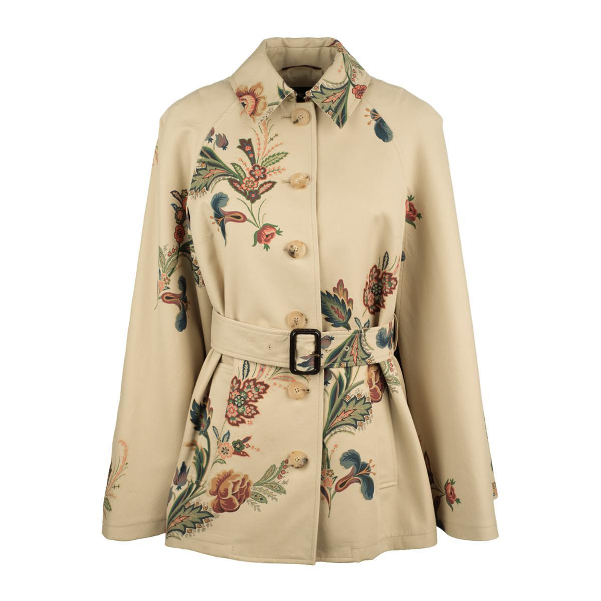 コート ETRO Floral print cape trench coat Etro Floral Print Cape Trench Coat in Natural | Lyst