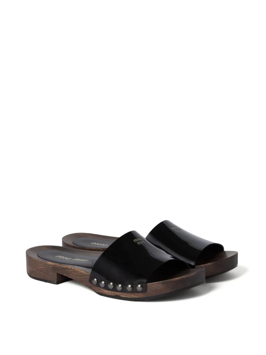 サンダル・ミュール MIU MIU SUEDE FLAT SANDALS miu 未使用品 ミュウミュウ miumiu Raffia-effect woven fabric