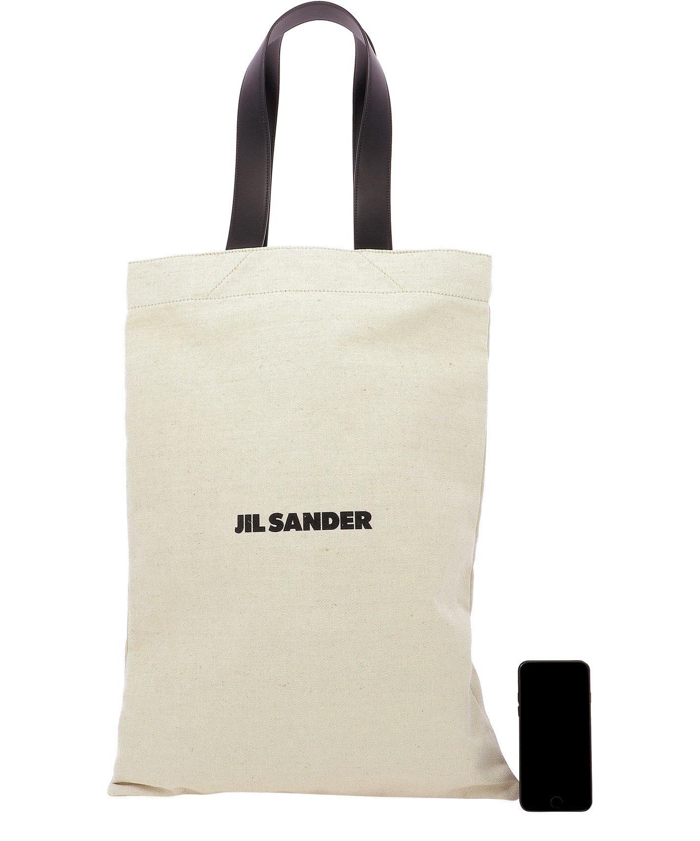 Mens Bags Tote bags Jil Sander Leather Logo Tote Bag in Natural for Men Save 4% 