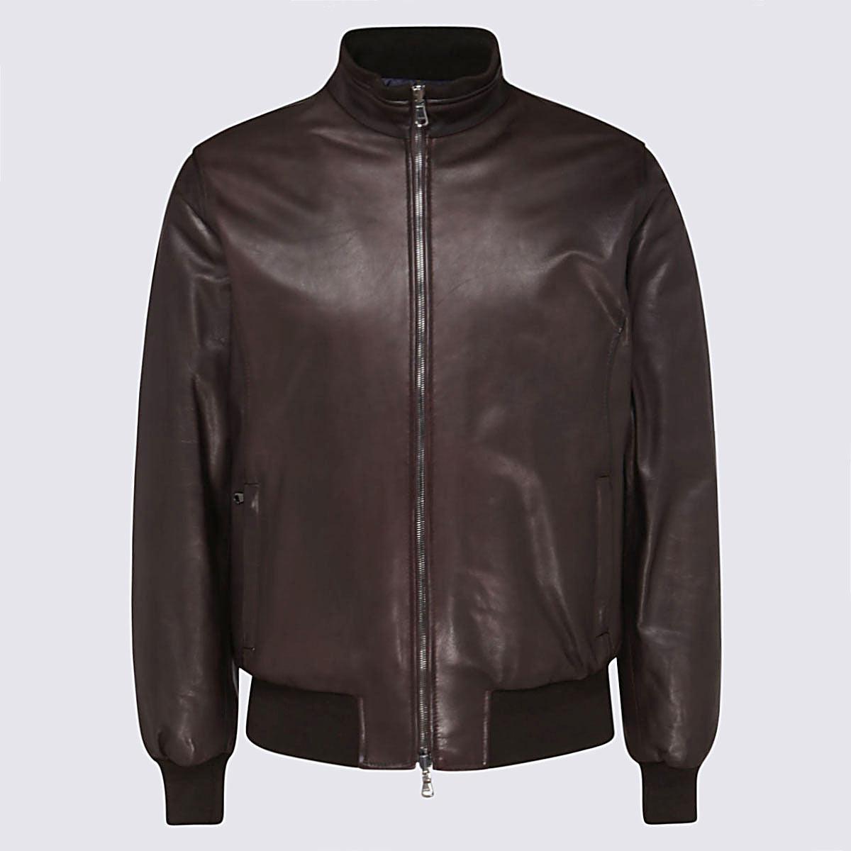 Barba Dark Brown Leather Jacket in Black for Men | Lyst
