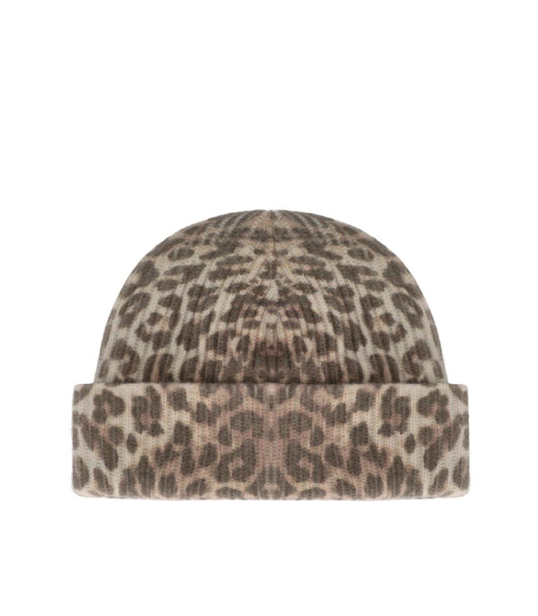 【関税＆送料込み】Ganni Graphic Leopard Beanie GANNI ガニー FW25GRAPHIC WOOL MIX PRINTED LEOPARD BEANIE