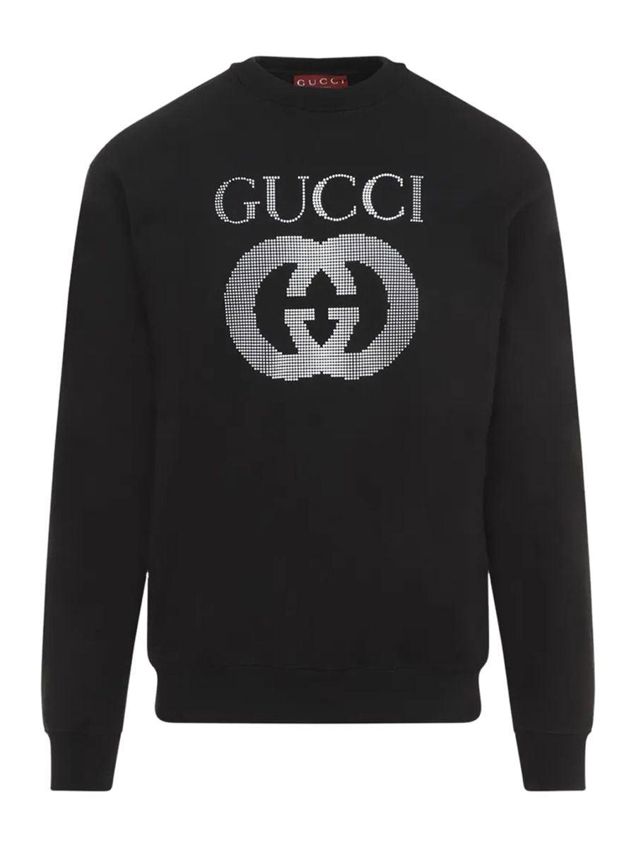 Gucci Interlocking G Applique Sweatshirt in Black for Men Lyst UK