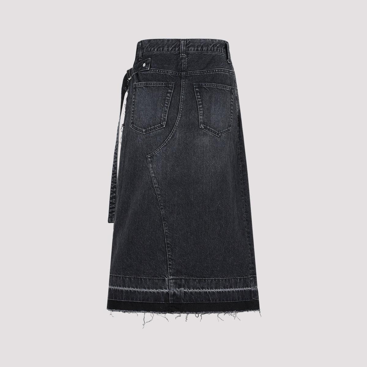 Sacai Denim Skirt in Black | Lyst