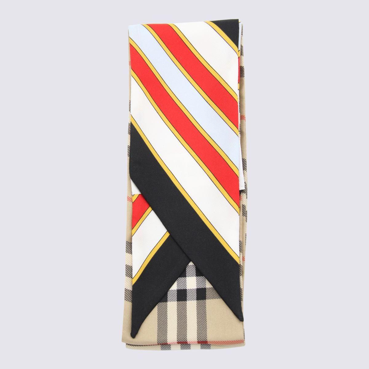 Burberry Archive Beige Print Silk Skinny Scarf in Red | Lyst