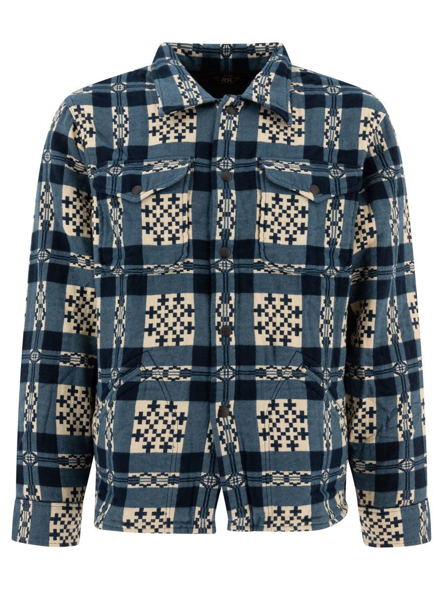 RRL Patterned Jacquard Overshirt in Blue for Men | Lyst UK