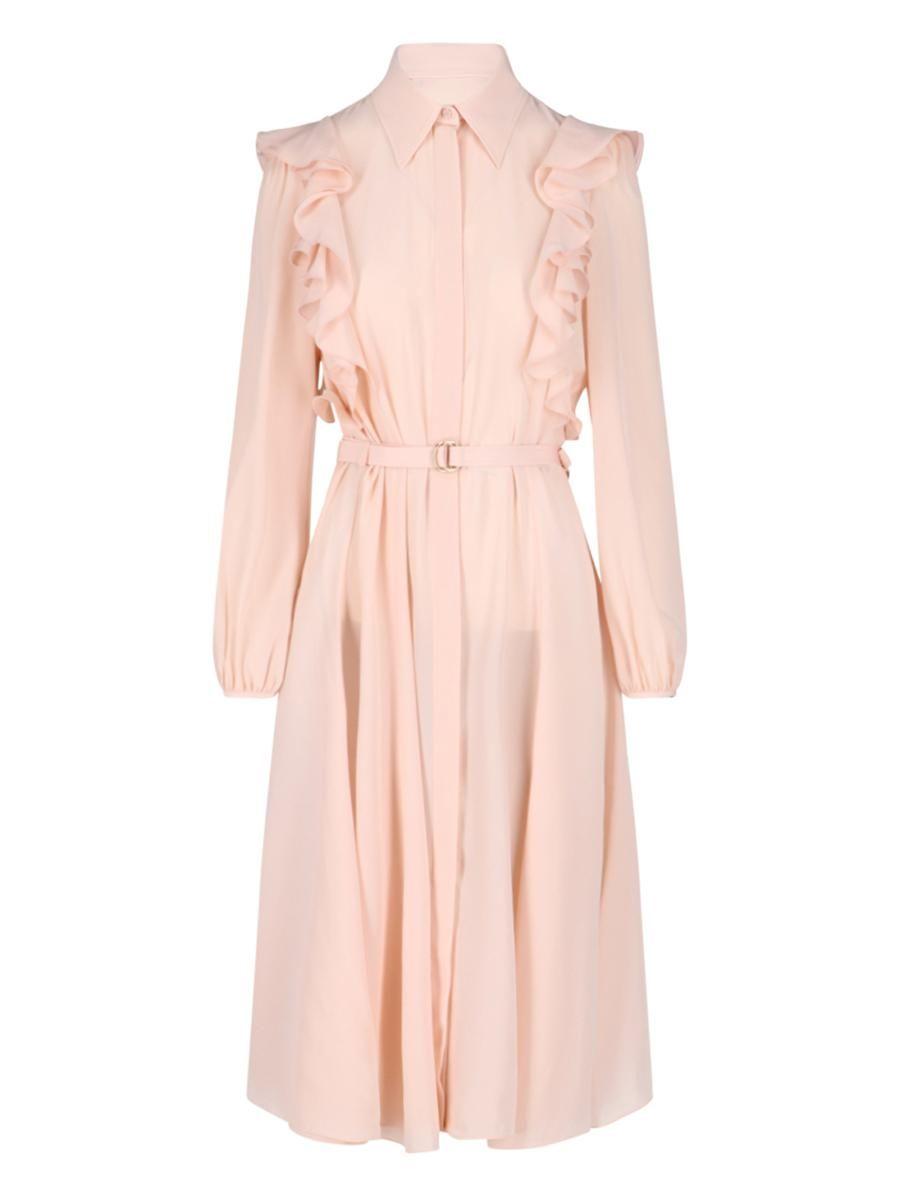 Chloé Chemisier Rouches Dress in Pink | Lyst
