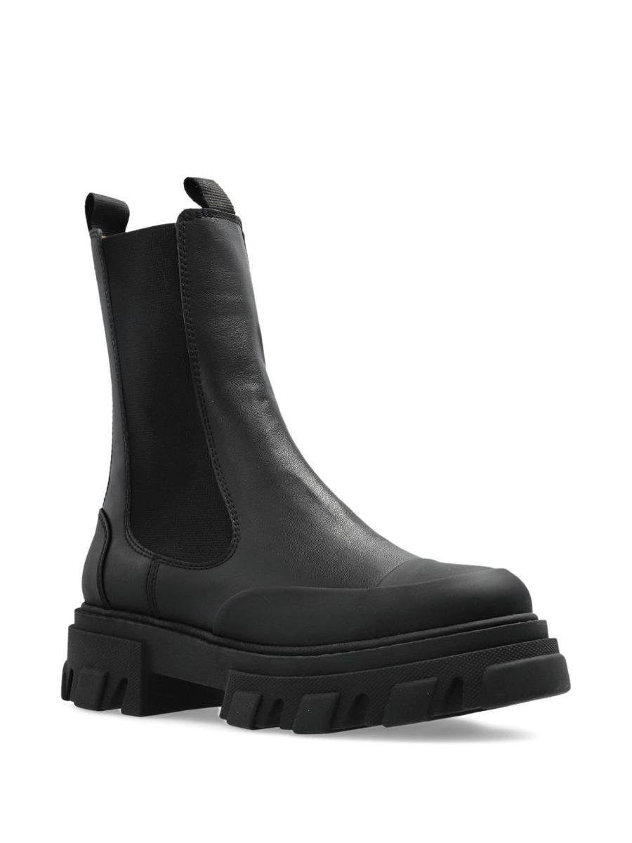 GANNI (ガニ―)  レザー チェルシーブーツ ラバートリム GANNI ガニー ショートブーツ Recycled Rubber City Boot