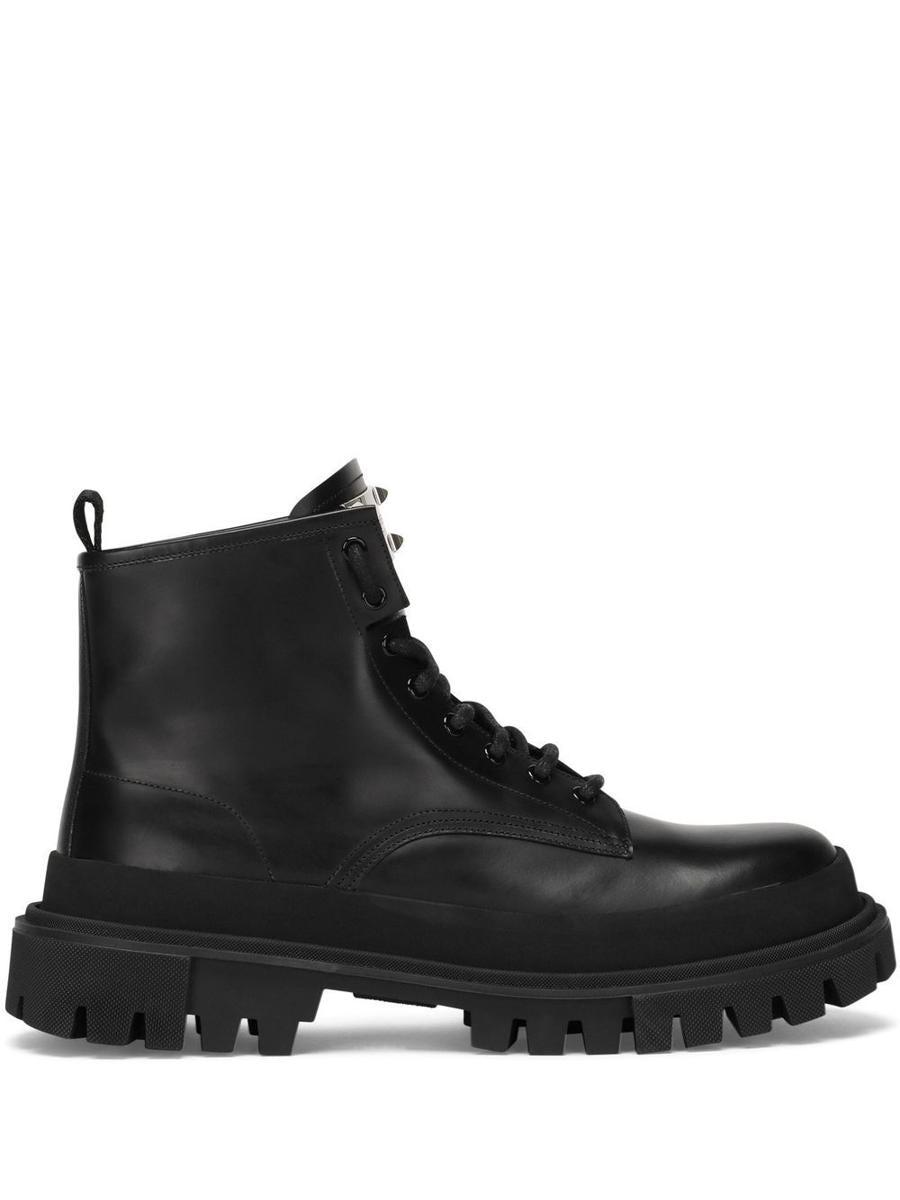 Dolce & Gabbana Lace-up Leather Ankle Boots in Black for Men | Lyst