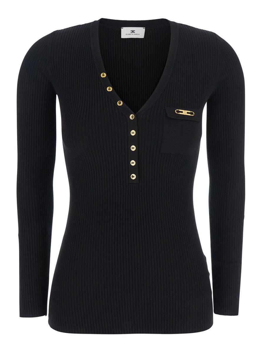 Tシャツ・カットソー ELISABETTA FRANCHI Elisabetta Franchi Top Black Elisabetta Franchi - Logo cotton t-shirt black - The Corner