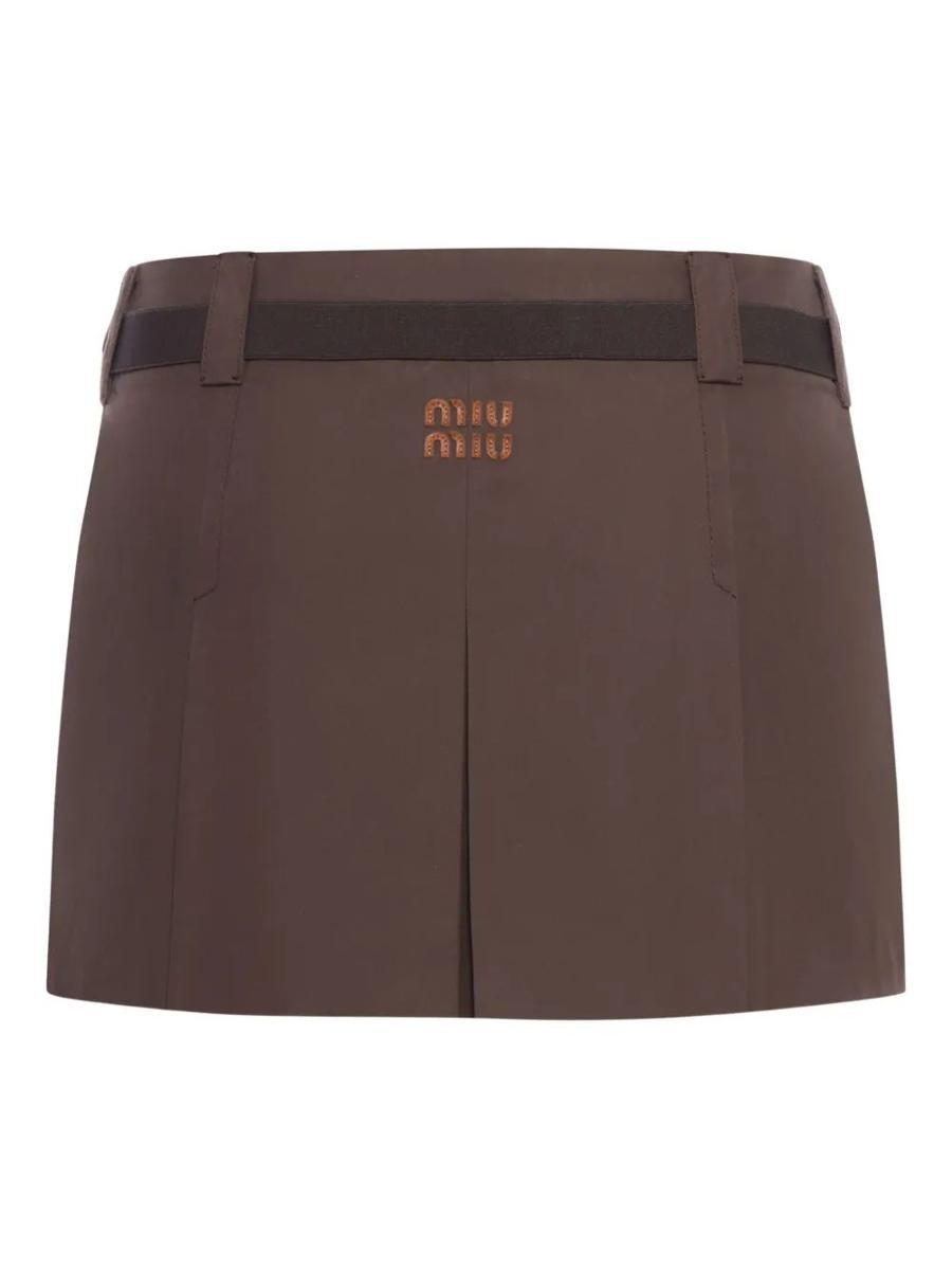 スカート MIU MIU Panama pleated mini skirt with belt Marrone Miu Miu Panama Pleated Mini Skirt With Belt in Brown | Lyst