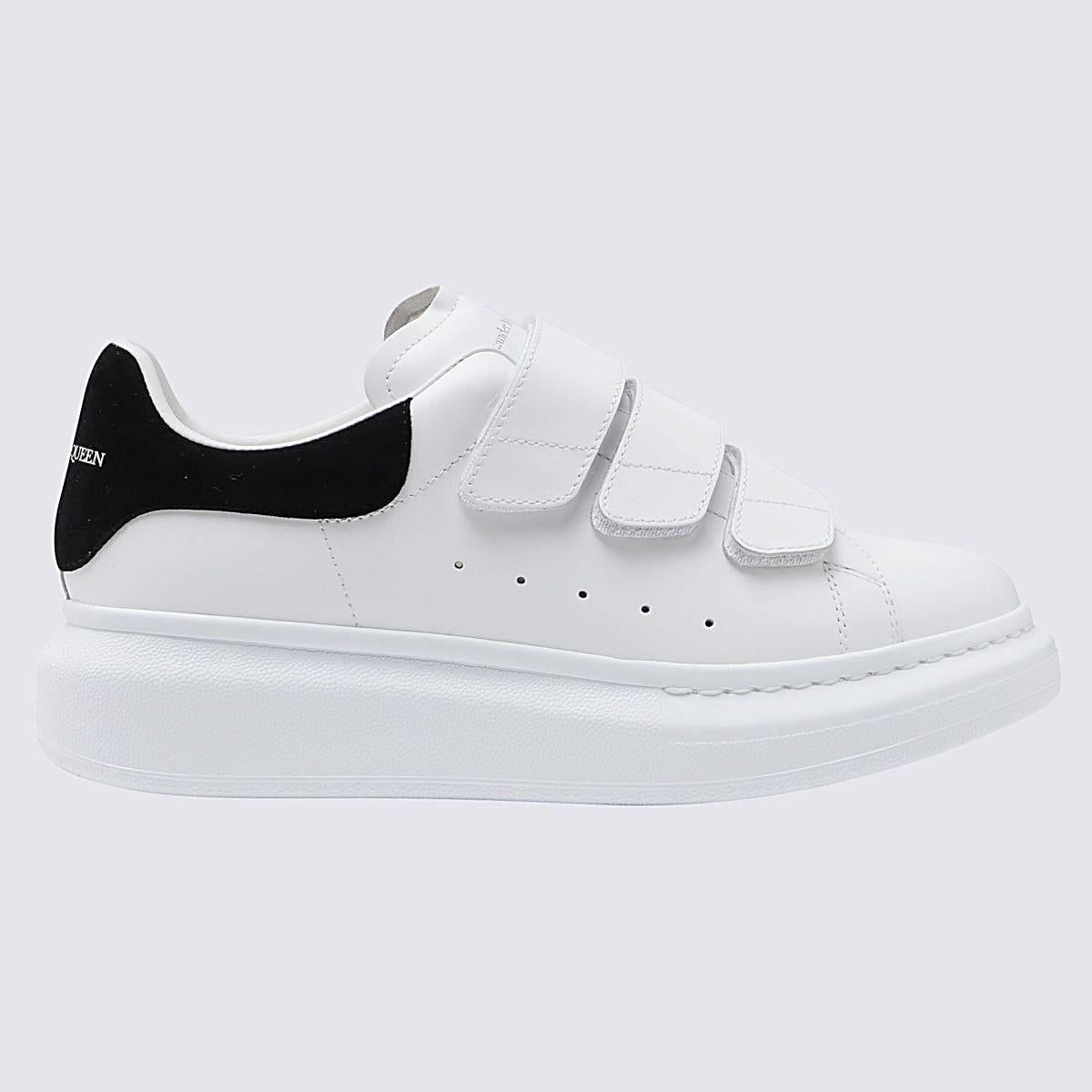 Alexander McQueen White And Black Leather Triple Velcro Oversized