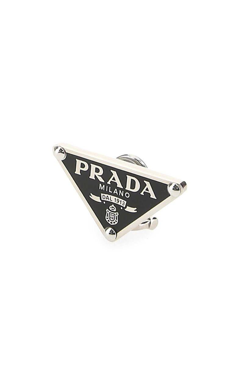 Prada Triangle Logo-plaque Earring in White | Lyst