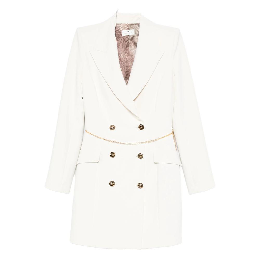 ELISABETTA FRANCHI フロントフリルミニワンピース ドレス 38 Elisabetta Franchi floral-charm Crepe Mini Dress | White