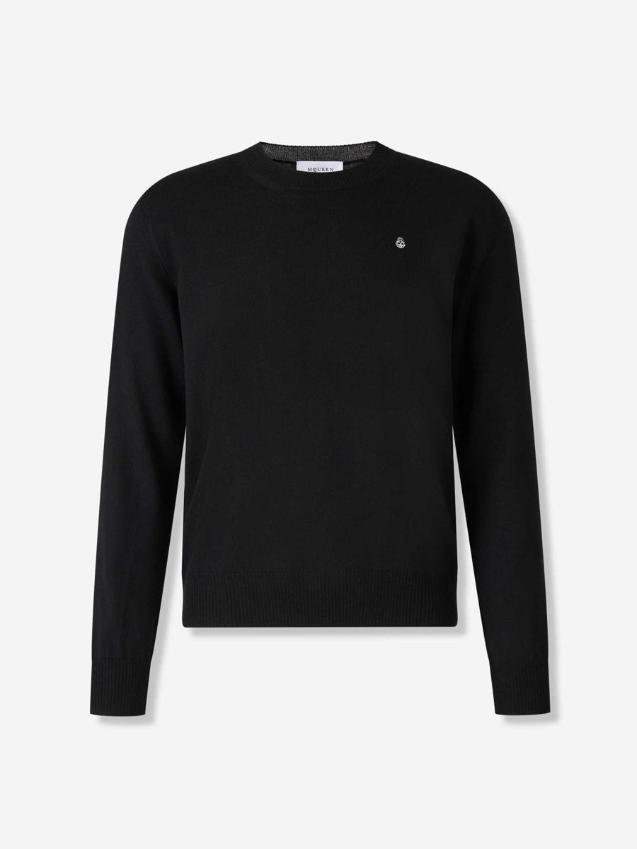 【Alexander McQueen】CREW NECK LG SLV◆775862Q1A71 Alexander McQueen Men's Jewelled Seal Logo Crew Neck Jumper