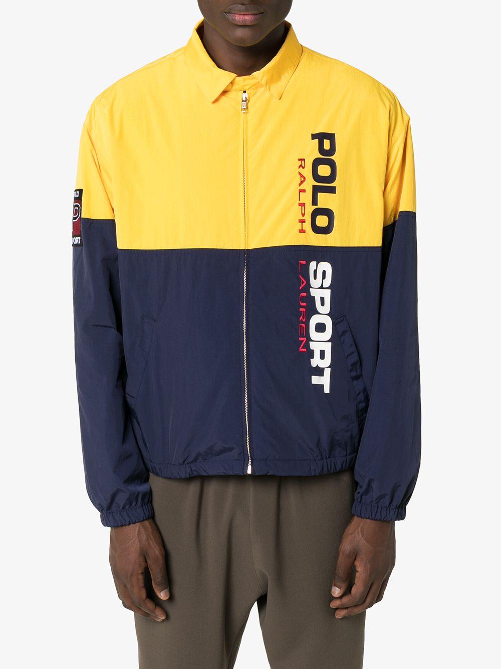blue and yellow polo jacket
