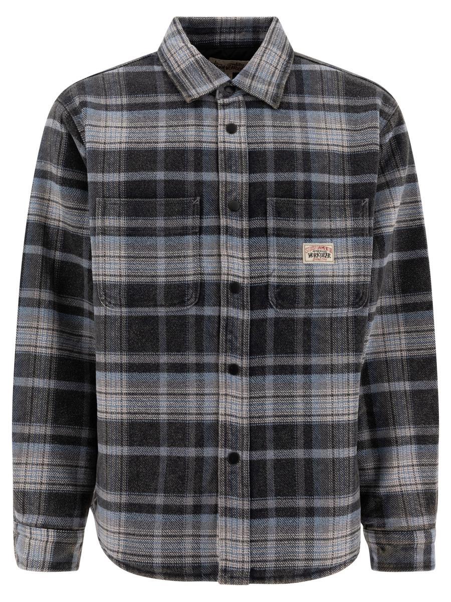 Stussy Plaid Quilted Overshirt Jacket in Gray for Men | Lyst
