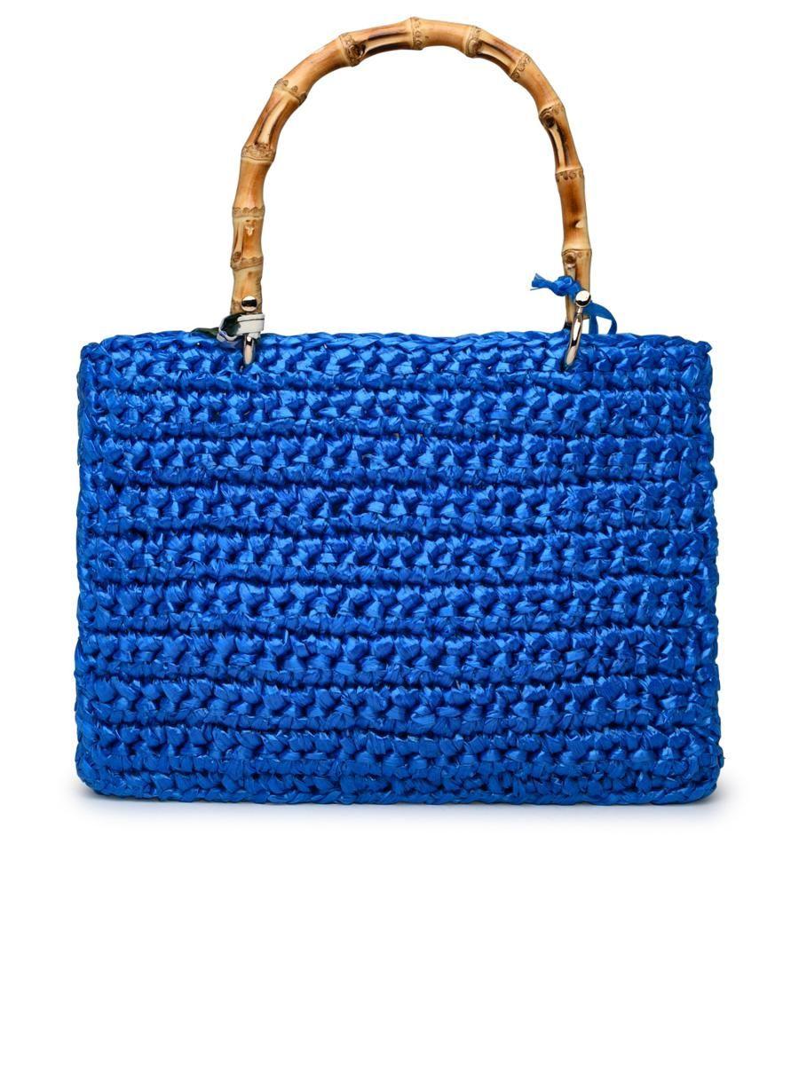 Chica Celeste Raffia Luna Bag in Blue