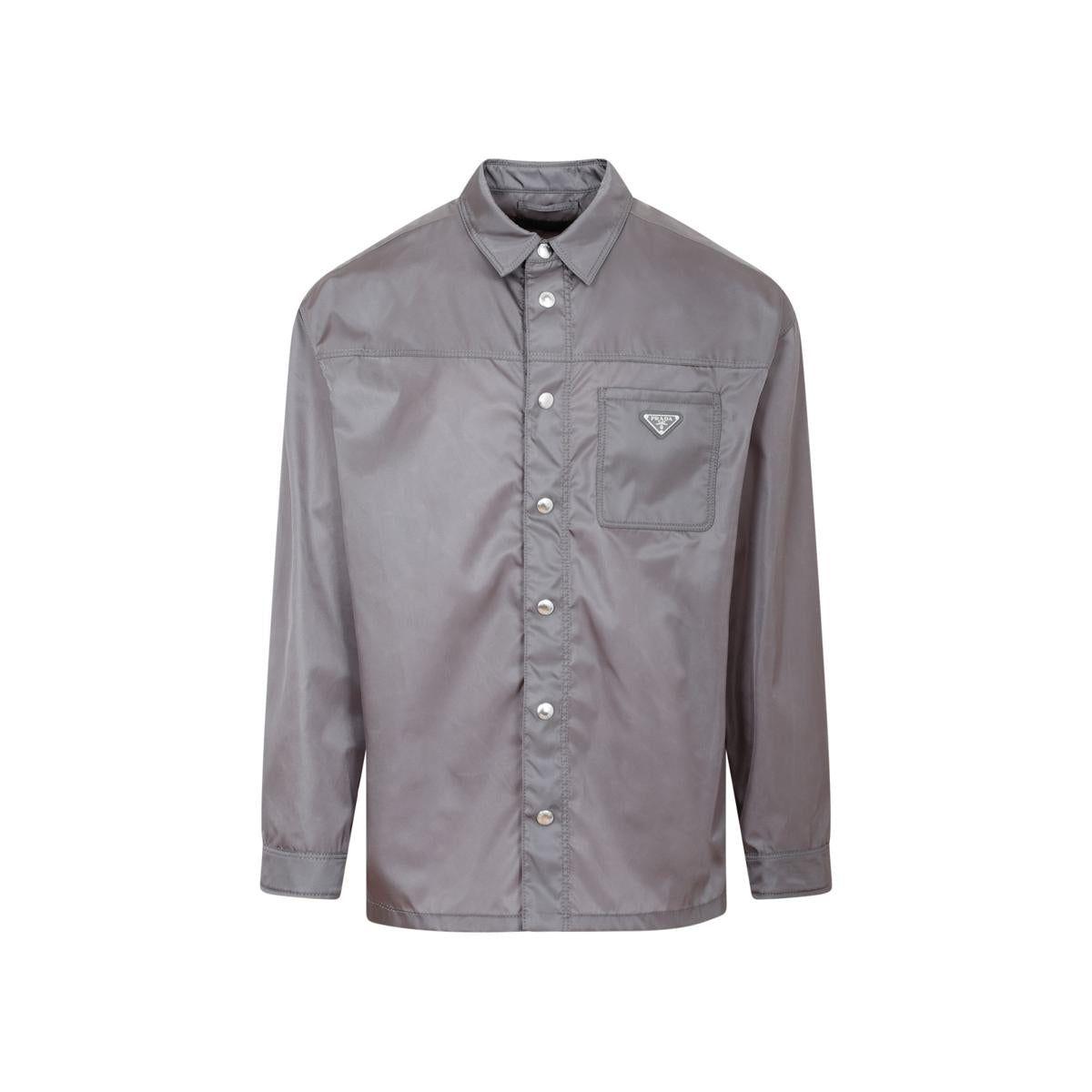 Prada Re-nylon Shirt in Gray for Men | Lyst