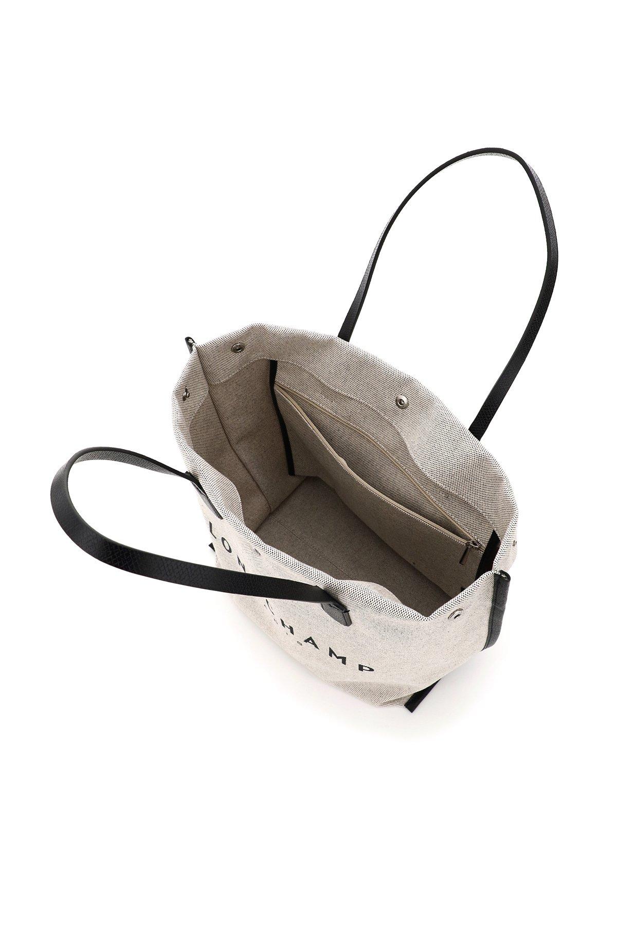 Longchamp Small Roseau Canvas Bucket Bag In Ecru