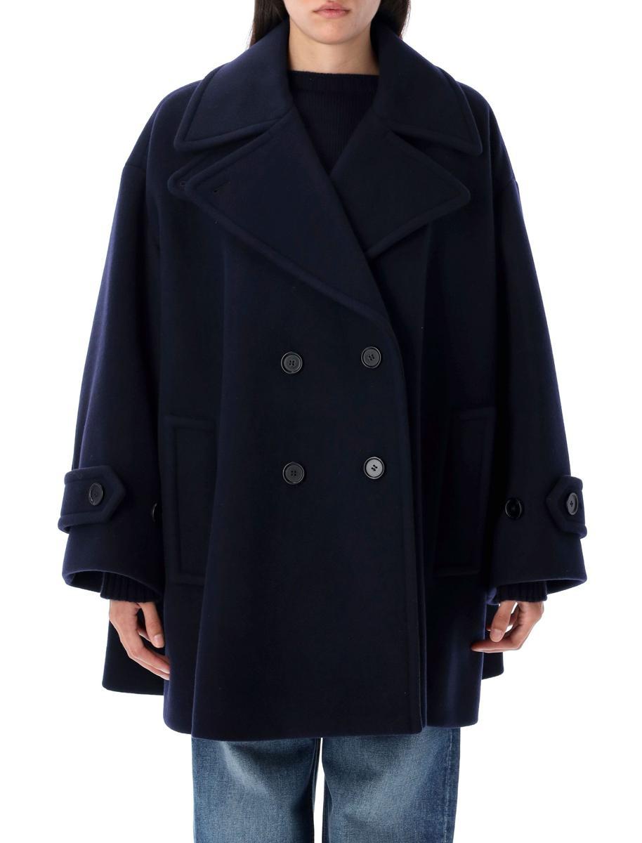 コート CHLOE WIDE BLUE DOUBLE-BREASTED COAT Chloé Oversized Double Breasted Coat In Wool | Chloé AM