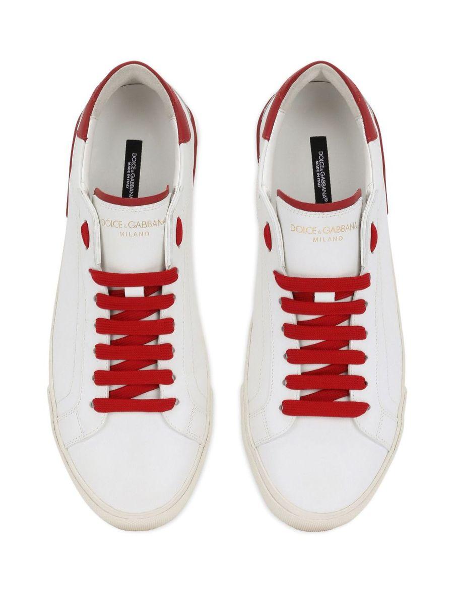 Dolce and gabbana white and red sneakers hot sale