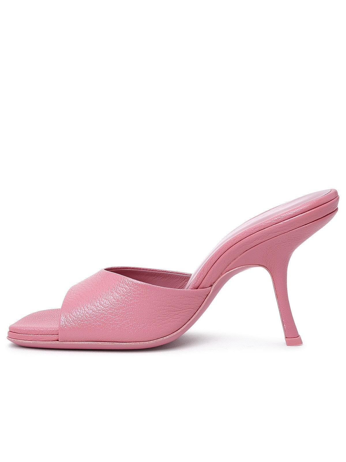 BY FAR Pink Leather Mora Sabots | Lyst