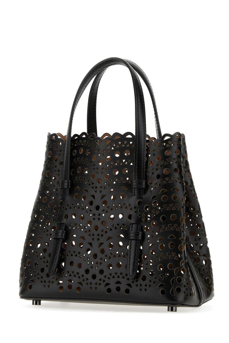 Alaïa Mina Small Perforated Leather Tote Bag In Noir | ModeSens