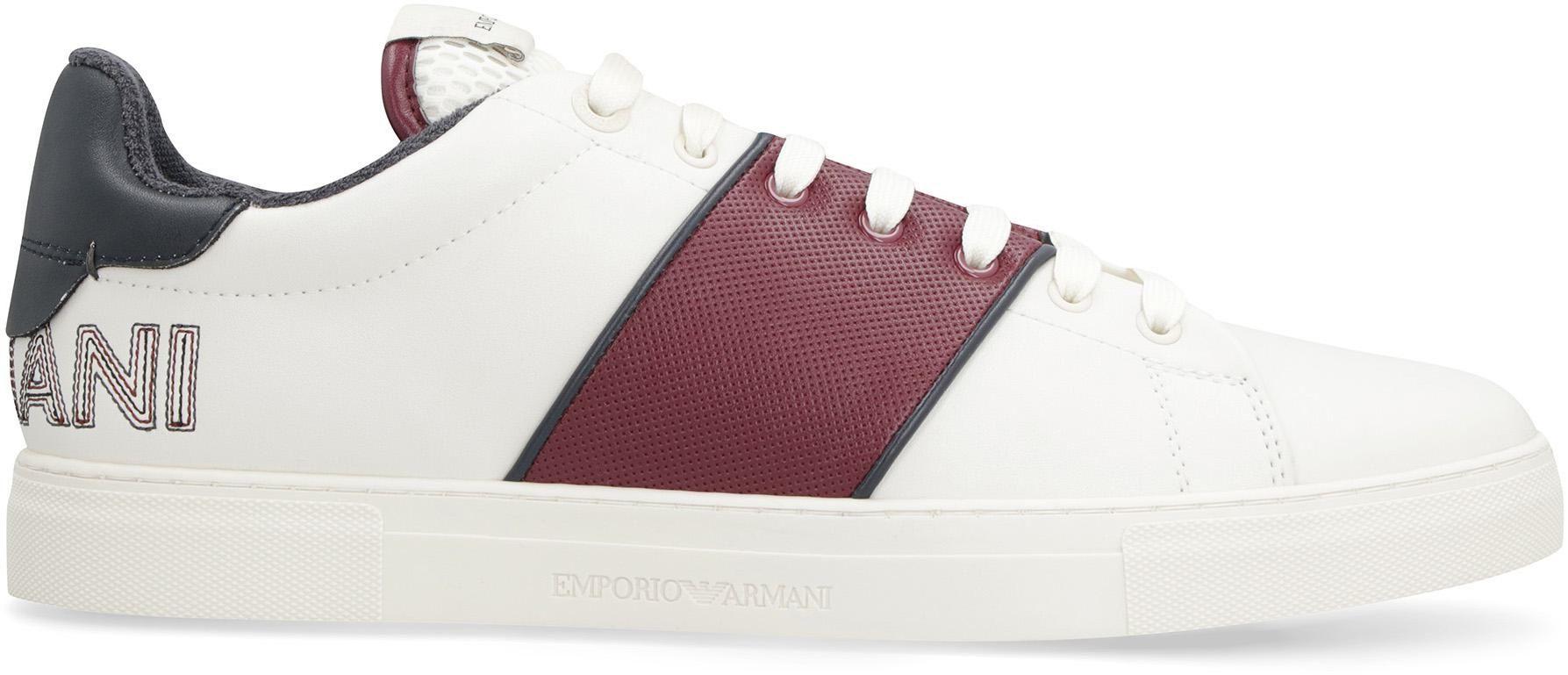 Emporio Armani Leather Low-top Sneakers in White for Men | Lyst