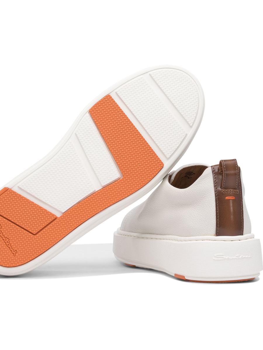 スニーカー Santoni Sneakers & Slip-On White Santoni Men's white tumbled leather slip-on sneaker | REVERSIBLE