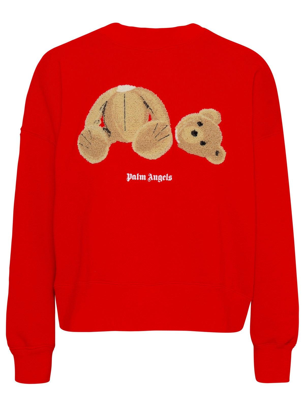 Palm Angels Red Cotton Bear Sweatshirt 