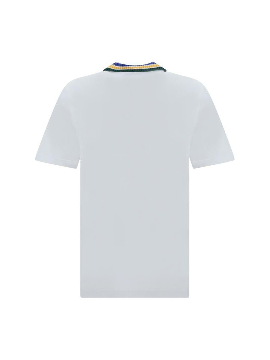 Tシャツ・カットソー Casablanca White piquet polo shirt Casablanca Men's Pique Logo Polo Shirt in White Casablanca