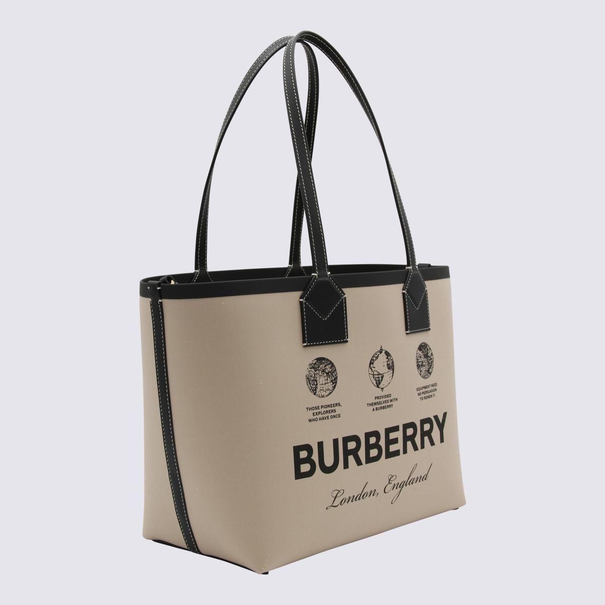 Burberry Cotton Logo Print London Small Tote Bag in Black | Lyst