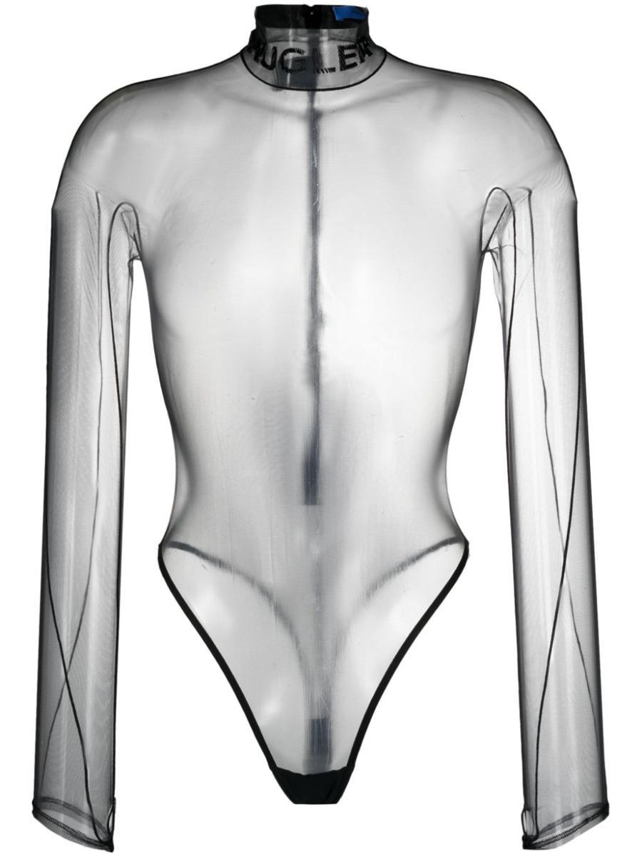 Mugler Illusion Shaping Bodysuit in Gray
