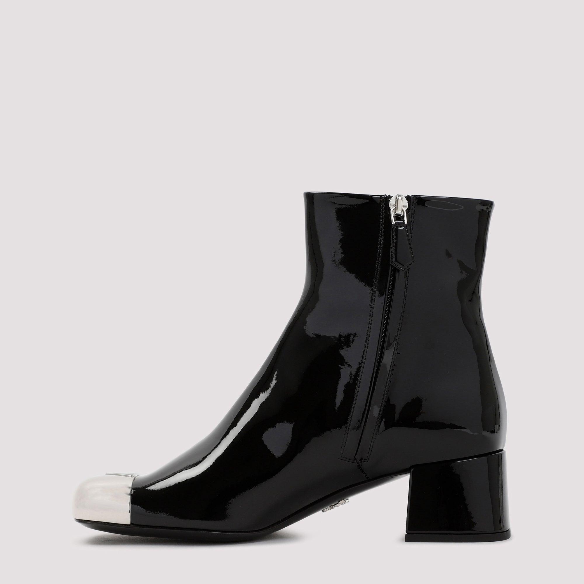 Prada Leather Ankle Boots Shoes in Black | Lyst