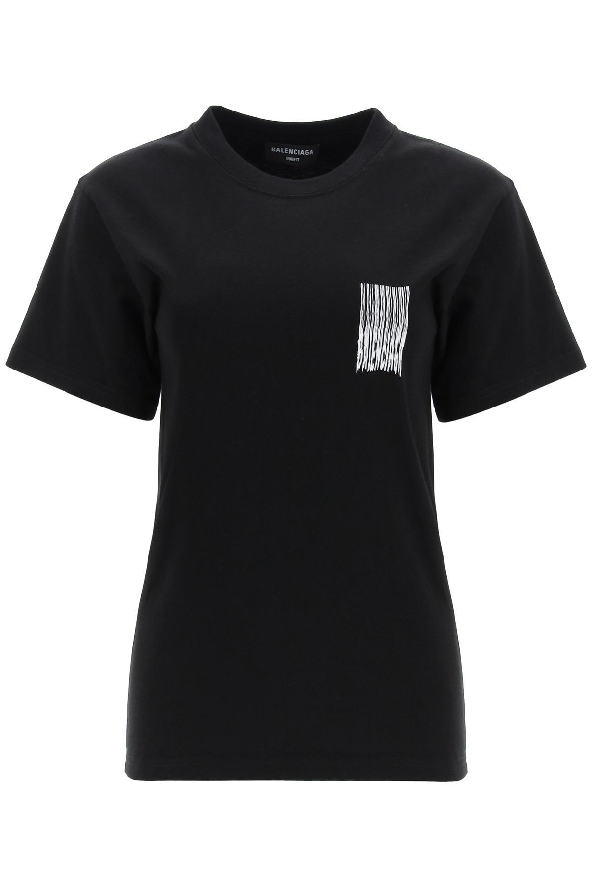 Balenciaga Cotton Unifit Barcode Logo T-shirt in Black White 