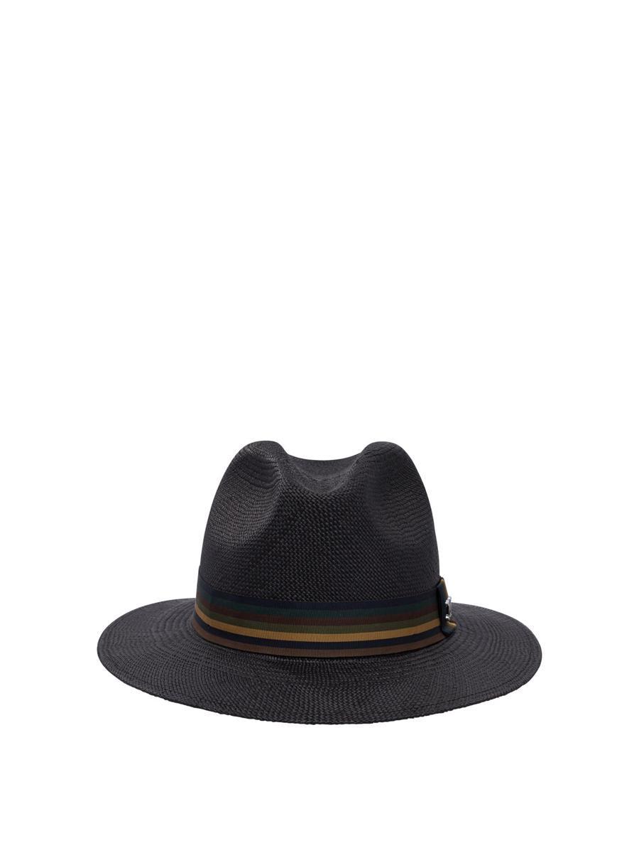Max Mara Straw Panama Hat in Black | Lyst