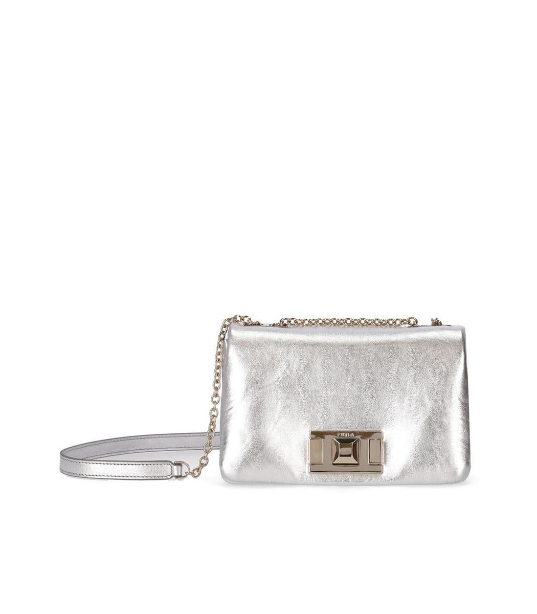 Furla Lulu Mini Silver Crossbody Bag in White | Lyst