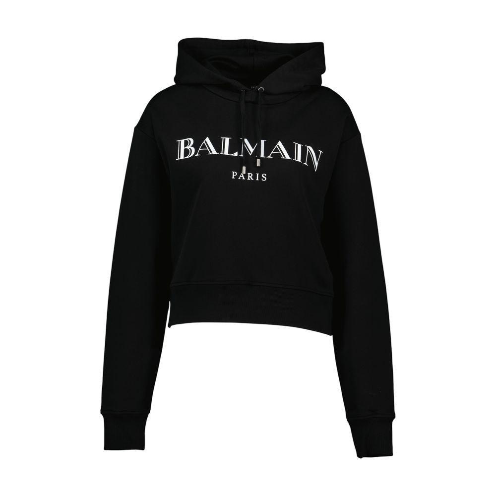 パーカー・フーディ Balmain Slouchy Black Organic Cotton Hoodie With Bold Logo Balmain Signature hoodie black black - Men | BALMAIN
