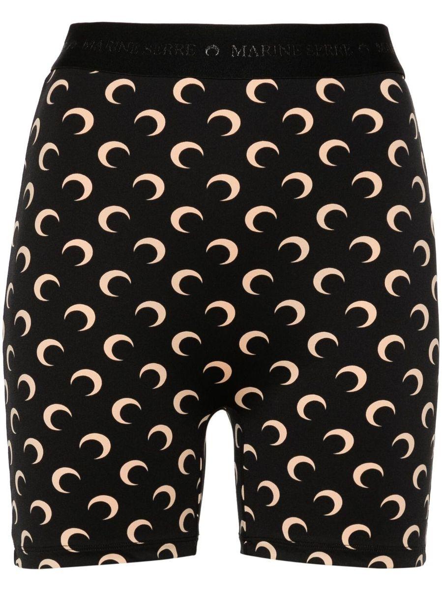 Regenerated printed jersey biker shorts in black - Marine Serre