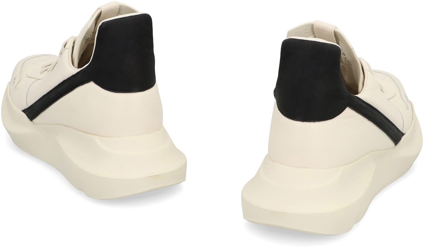 Rick Owens Geo Geth Leather High-Top Sneakers in Natural for