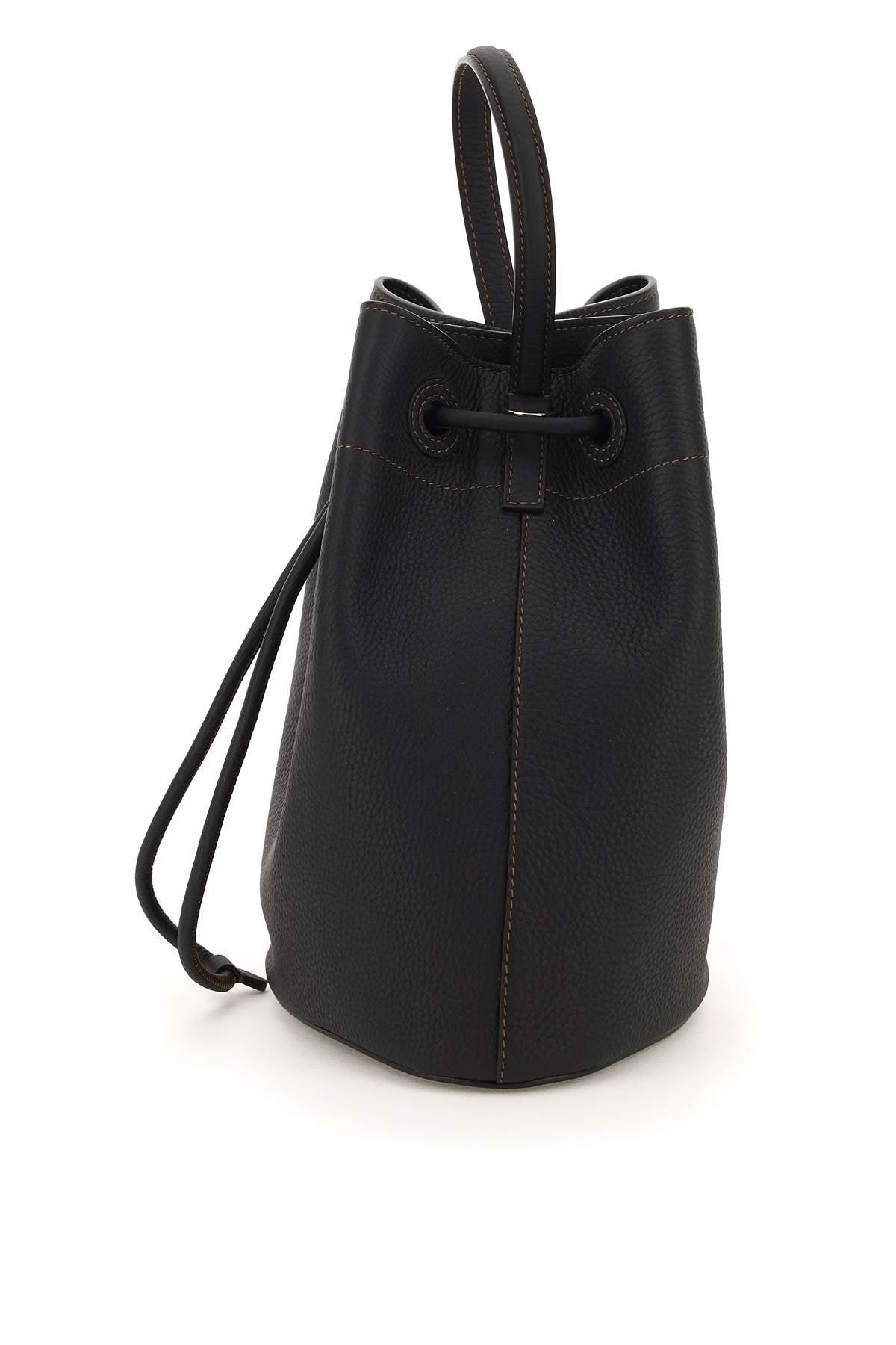 Small leather drawstring bucket bag by Burberry