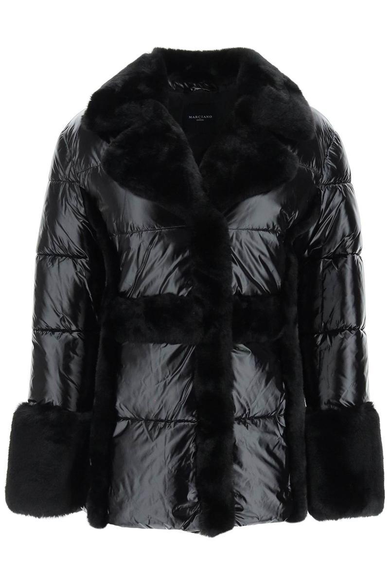 MARCIANO BY GUESS Puffer Jacket With Faux Fur Details in Black Lyst UK