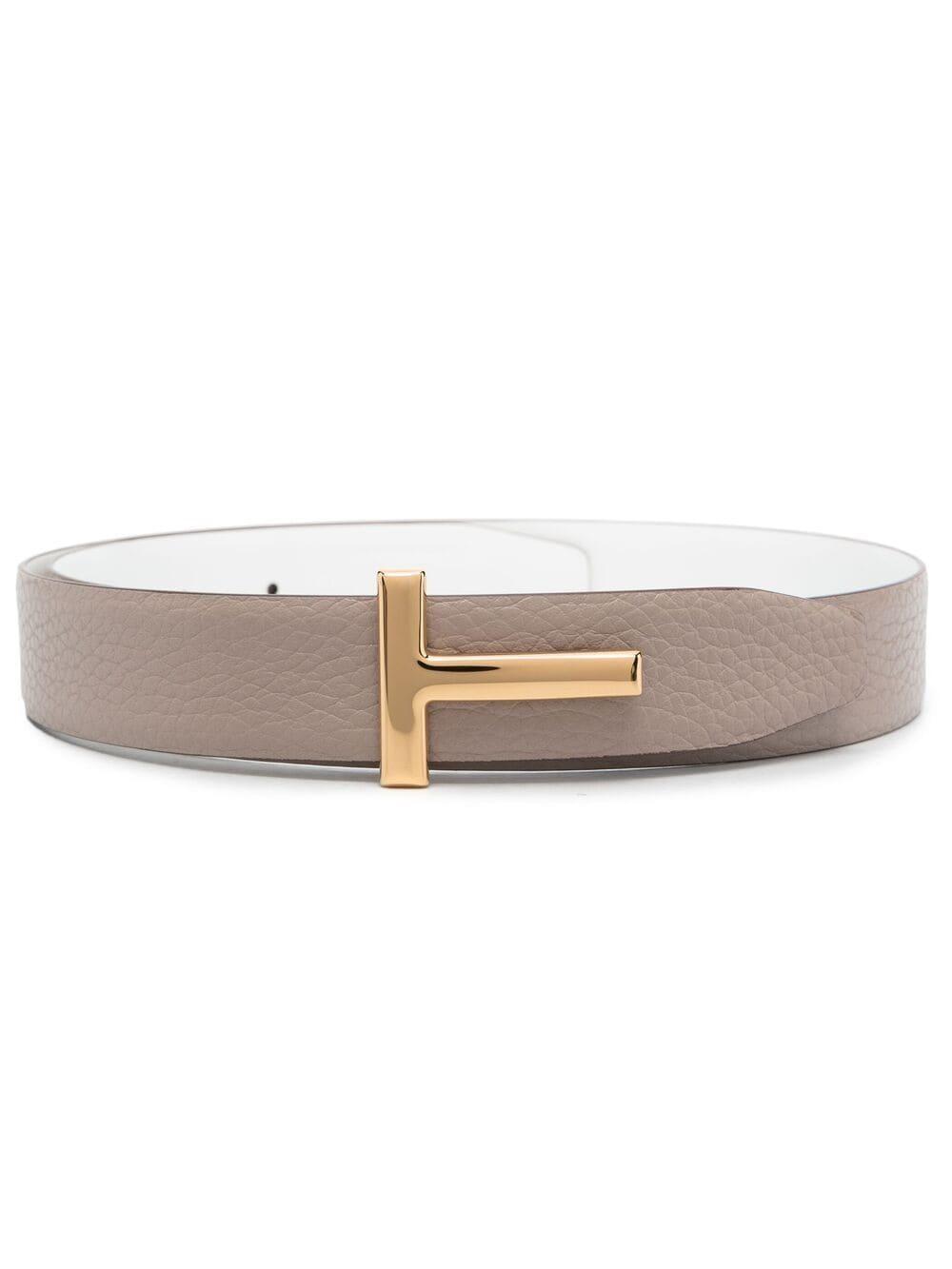 Tom Ford T-buckle Leather Belt in Grey 